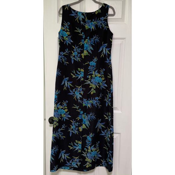 Studio I Women's Floral Blue Navy Sleeveless Maxi Dress Size 12 - Picture 12 of 12